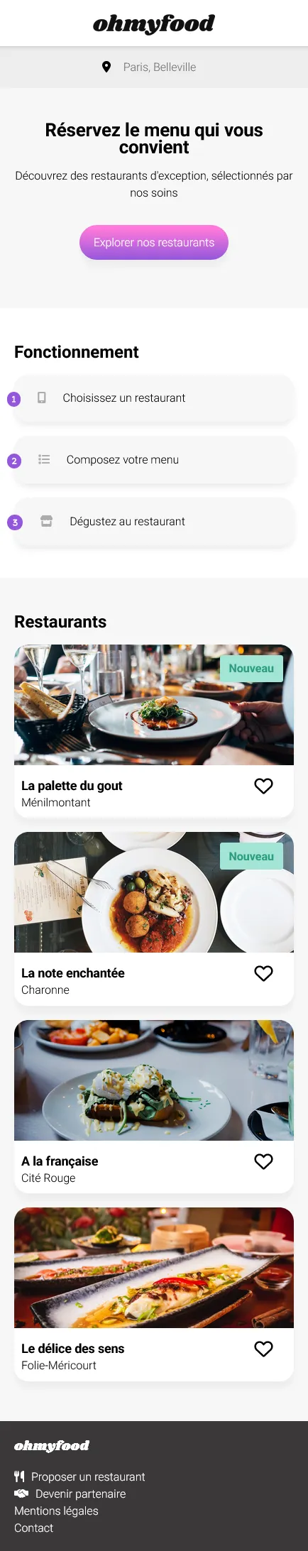 page d'accueil mobile